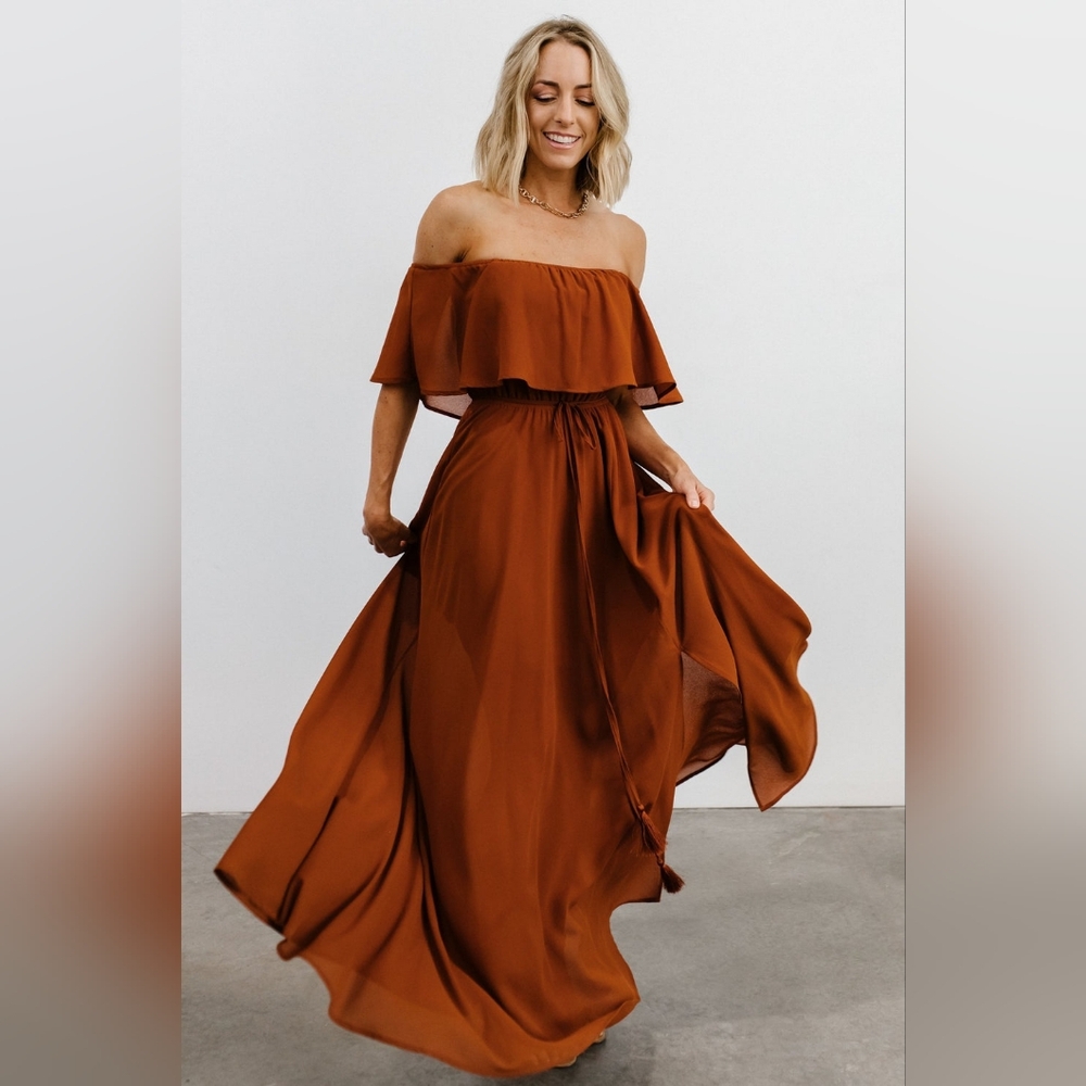 Baltic Born Victoria Off Shoulder Maxi Dress, Spice, Size XL - Picture 6 of 14